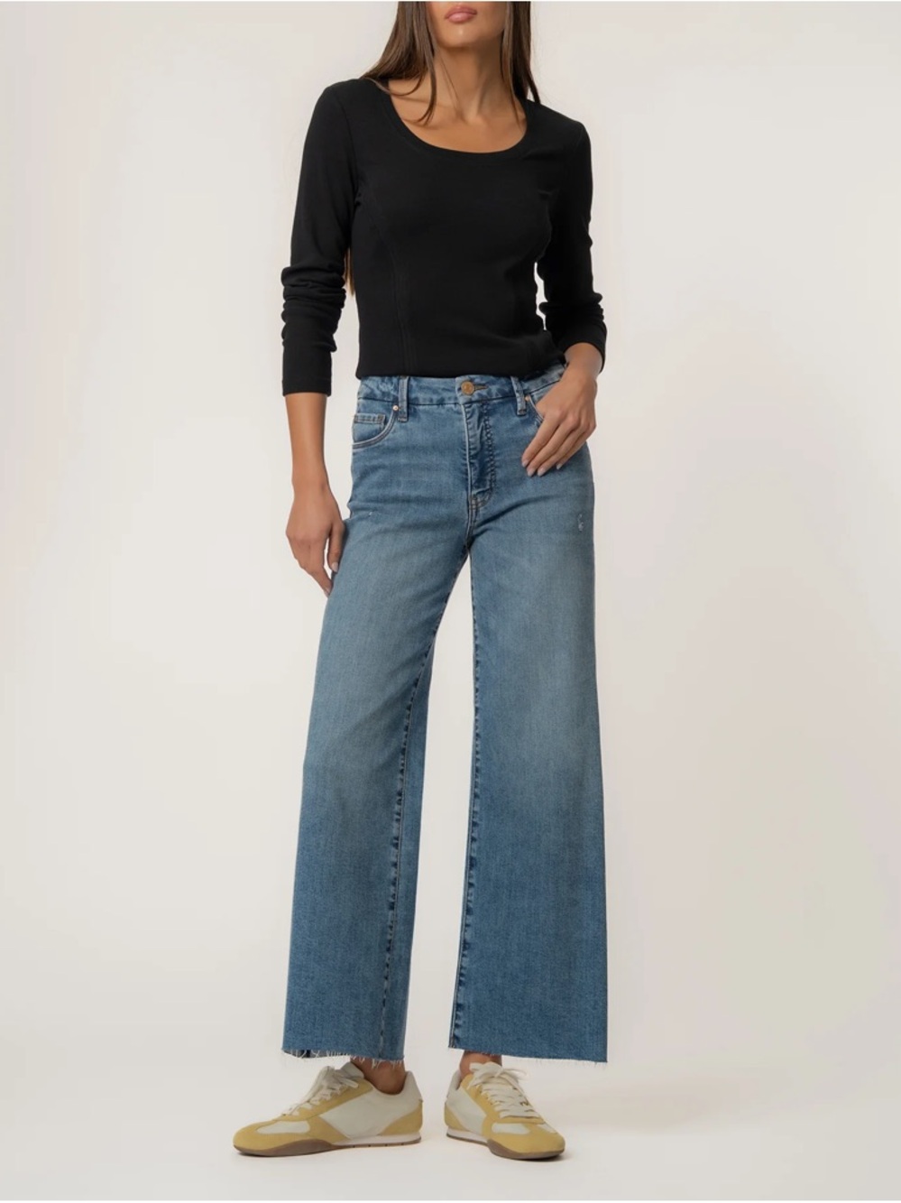 Kut from the Kloth Medium Blue Wide-Leg High-Rise Jeans